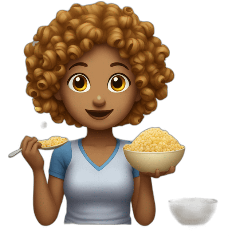 Curly girl eating khinkali emoji