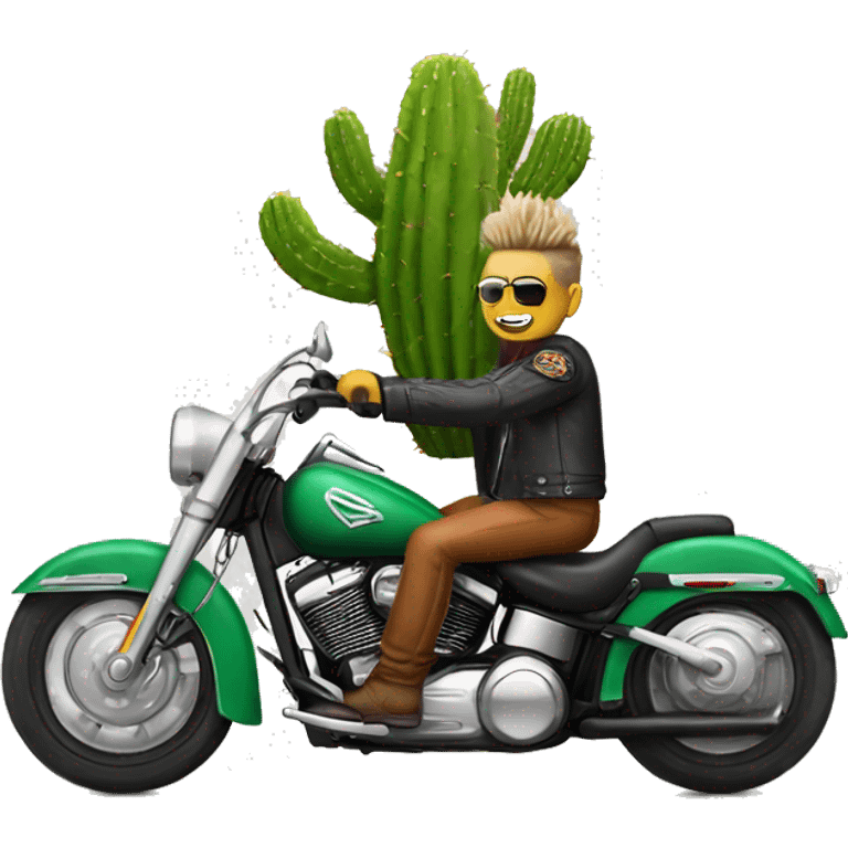 Cactus riding a Harley Davidson emoji