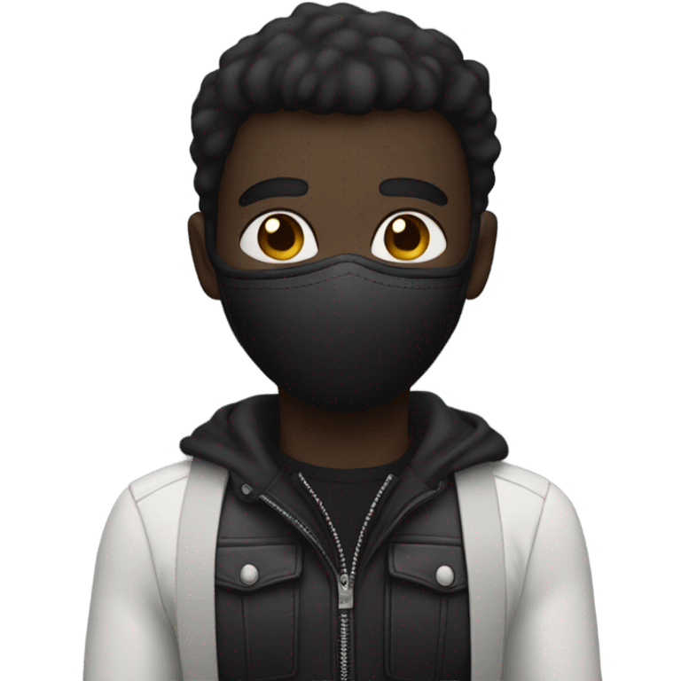 male, tall, black face mask, white skin, combat boots, emoji