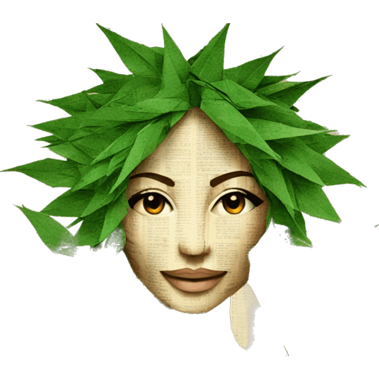  Hemp 420 lady face made of 420 origami newspaper roses hemp leaves lantern fairy lights burning paper and hemp leaves in hair  emoji