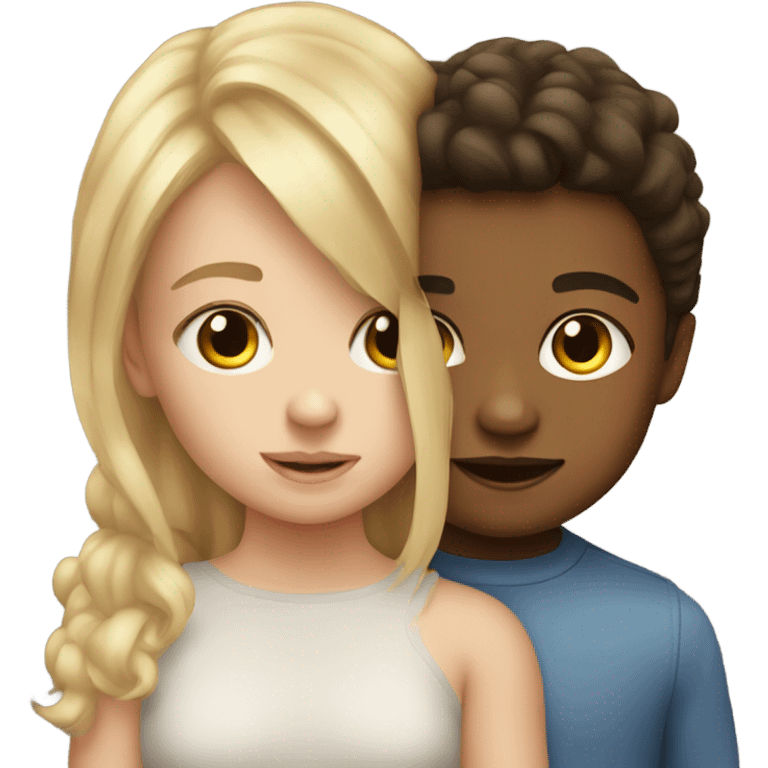 Blonde Girl with brunette baby brother emoji