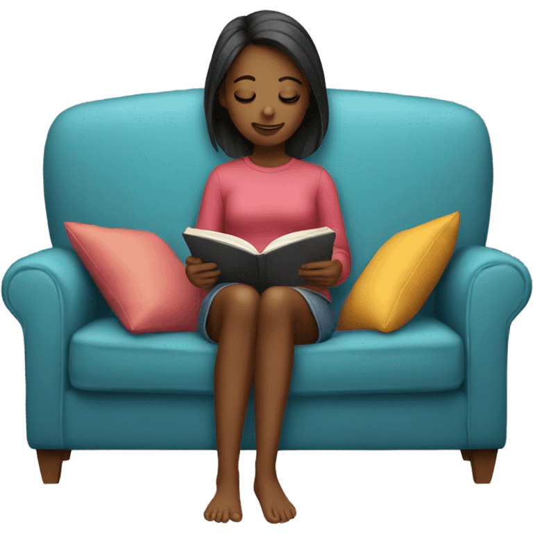 Girl reading on the couch emoji