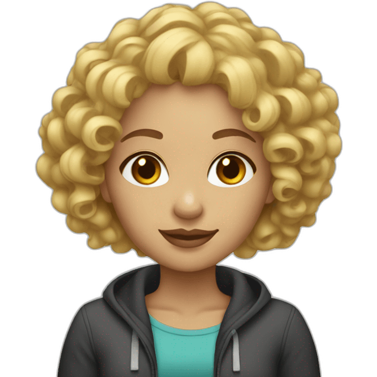 Blonde woman curly hair portrait  emoji