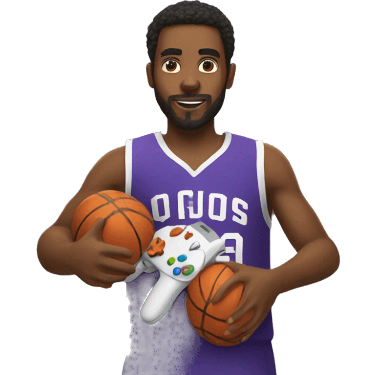 Basketball player holding game controller emoji