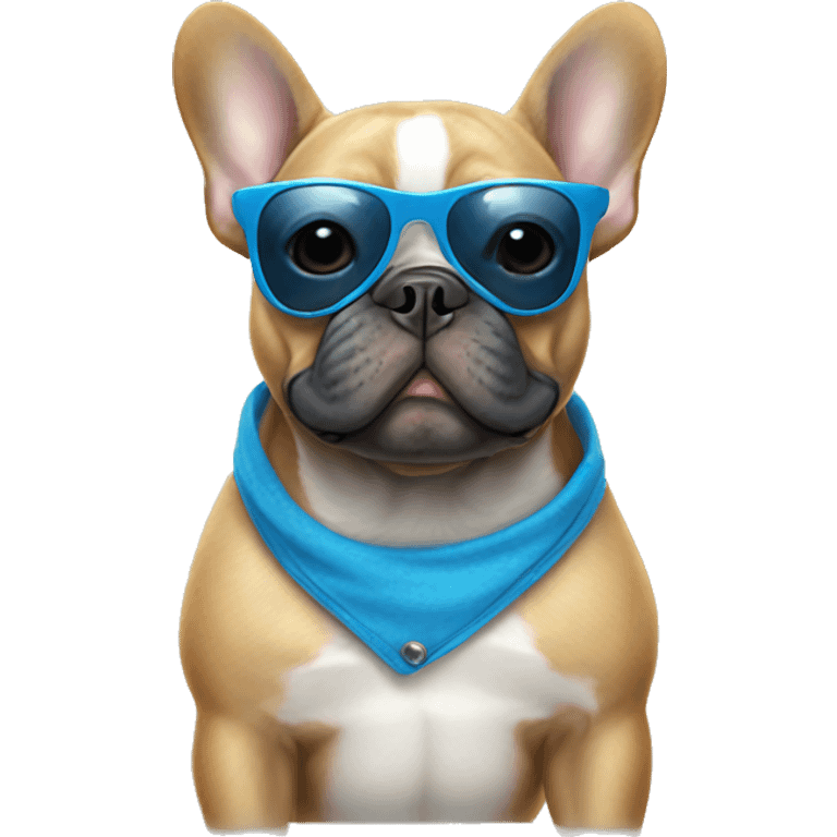 French bulldog wearing blue sunglasses  emoji