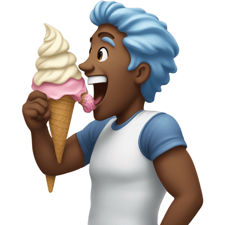 A person sucking a ice cream emoji