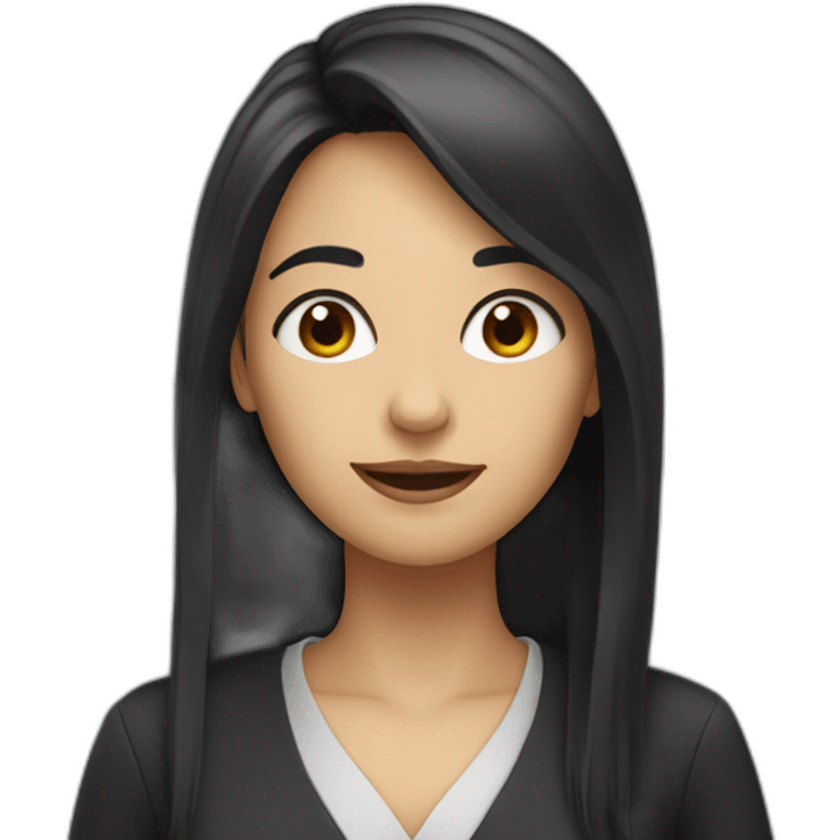 female Teacher with black long hair emoji