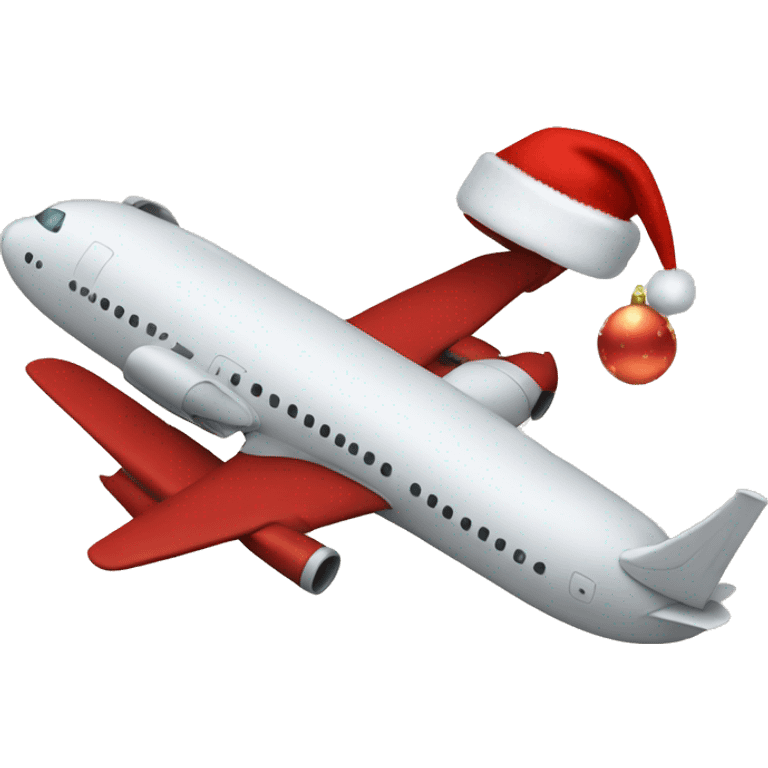 Plane with Christmas hat on emoji