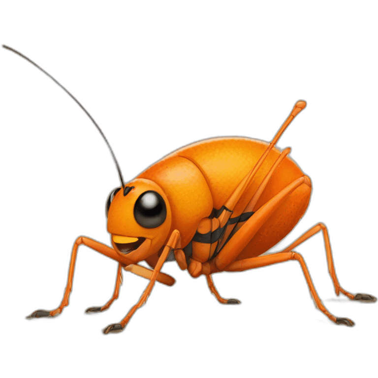 an orange-colored cricket saying "Hi" emoji