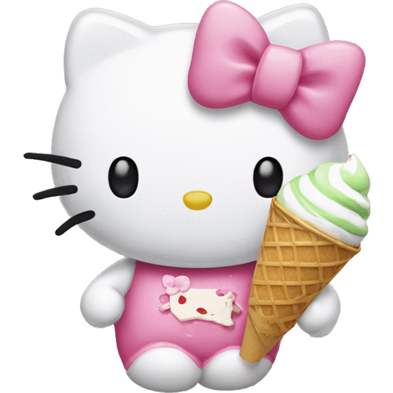 Hello kitty holding a pack of ice cream emoji