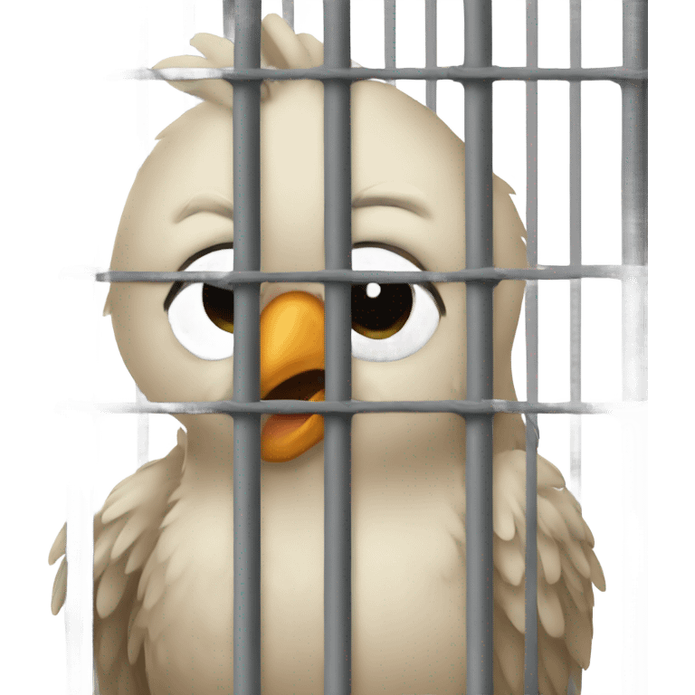 A crying chicken in jail emoji