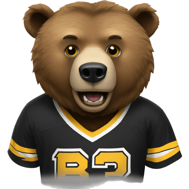 Grizzly bear wearing Boston Bruins shirt emoji