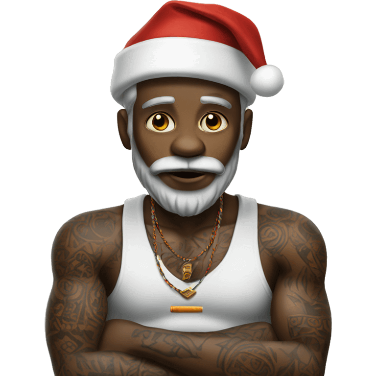 african american santa with tattoos and a cigarette  emoji