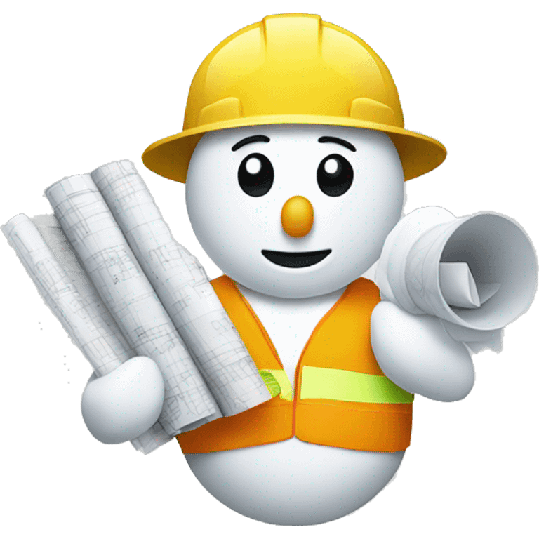 snowman holding construction plans emoji