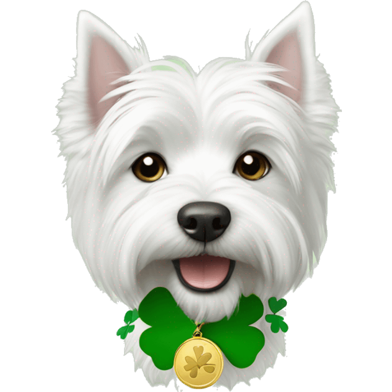 Westie with a Shamrock medal  emoji