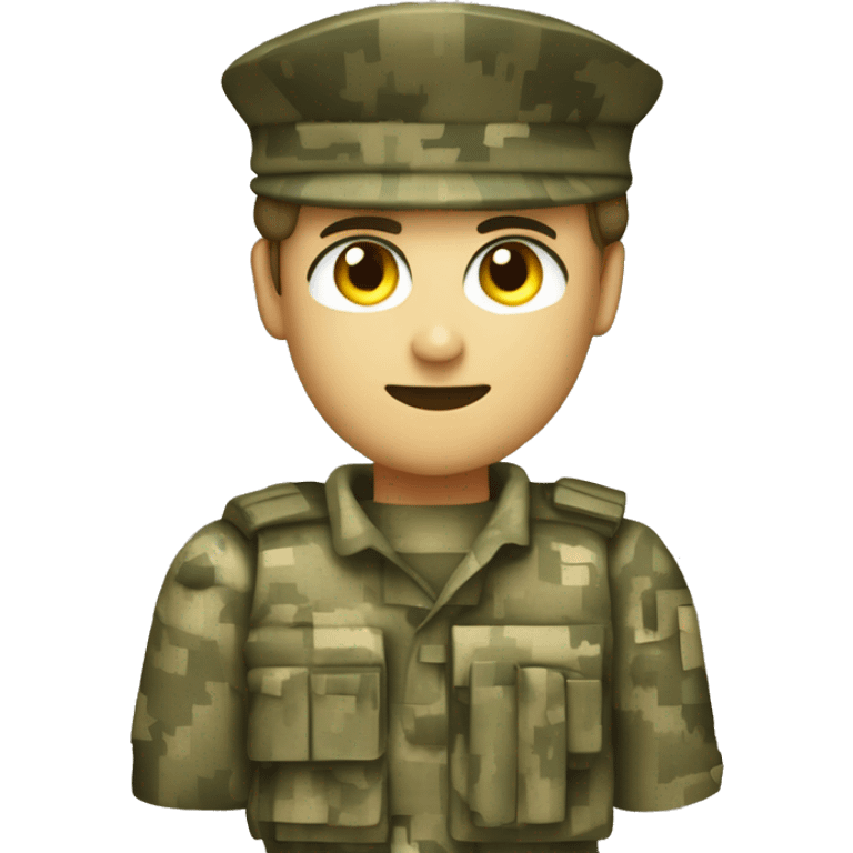 pixelated camouflage uniform soldier wearing beret emoji