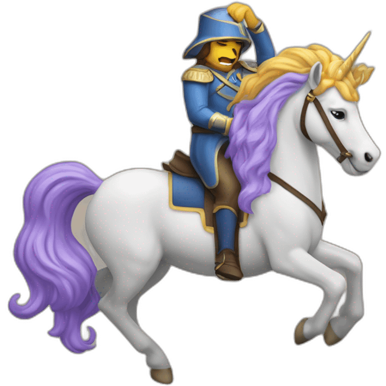 Licorne sur un cheval qui dort sur un lion emoji