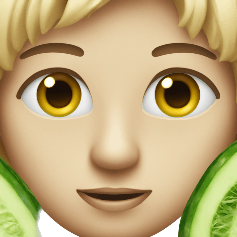 Face with cucumber eyes emoji