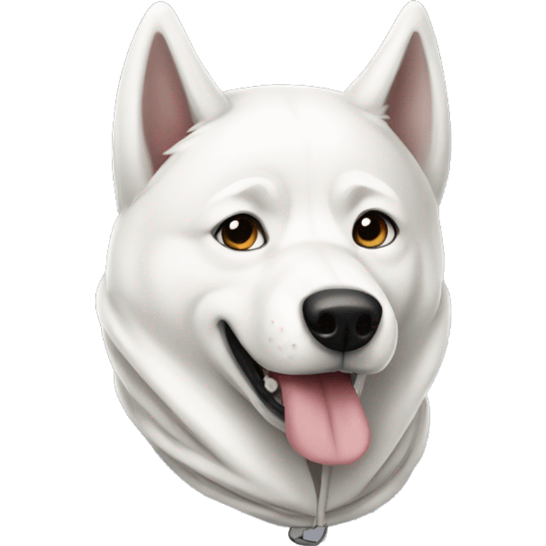 White husky wearing hoodie  emoji