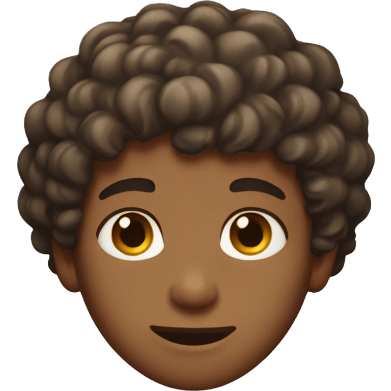 Brown skin boy with short curly brown hair and hazel eyes emoji