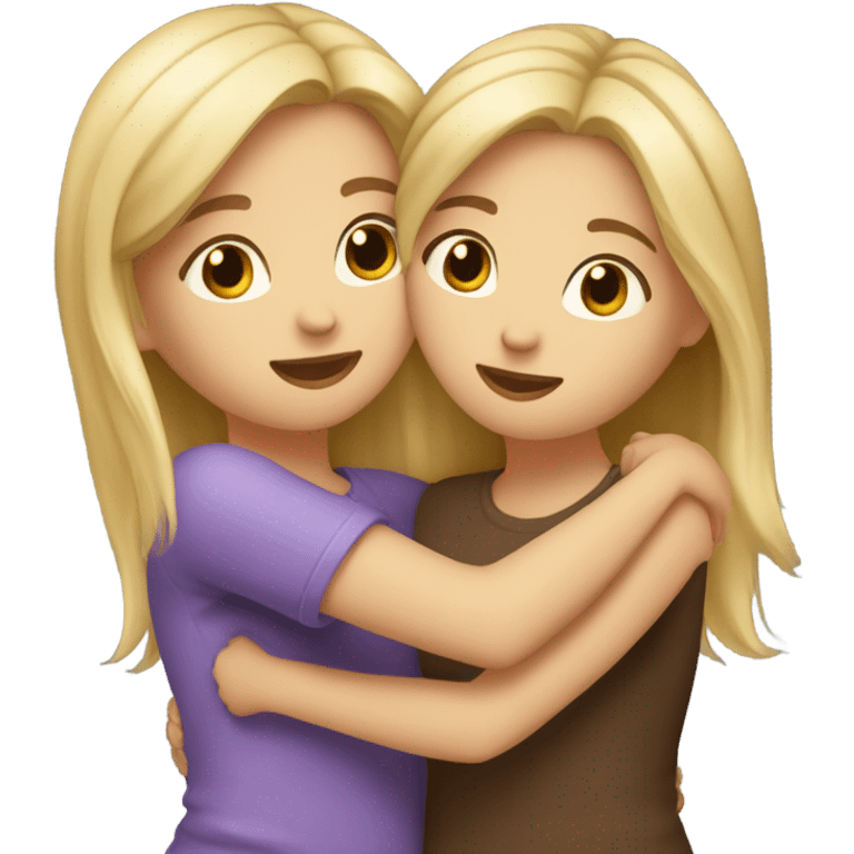 Blonde and brown hair girl hugging  emoji