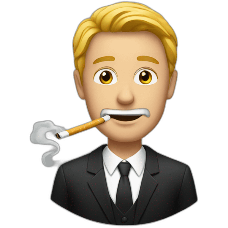 A man with black suit using cigarettes emoji