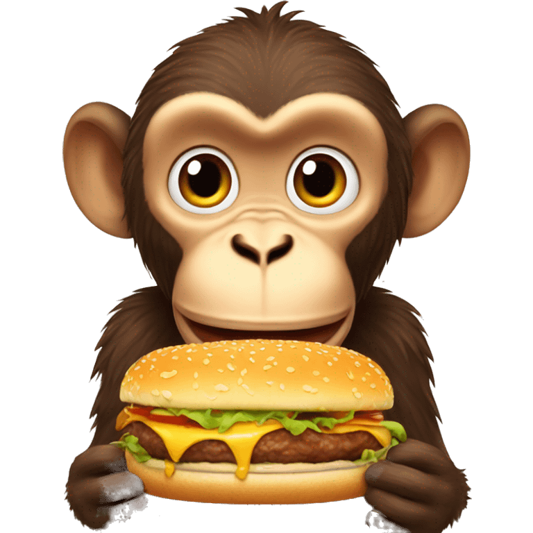 Monkey eating biggest beef burger  emoji