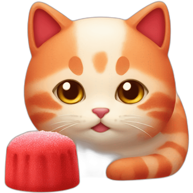 red cake mochi cat emoji