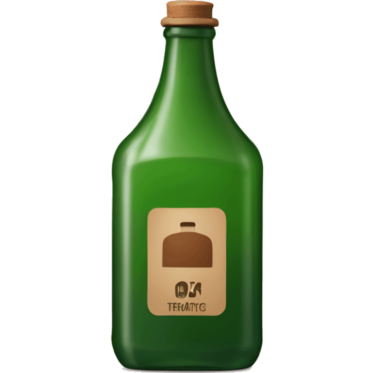 green square bottle with crok and brown label emoji