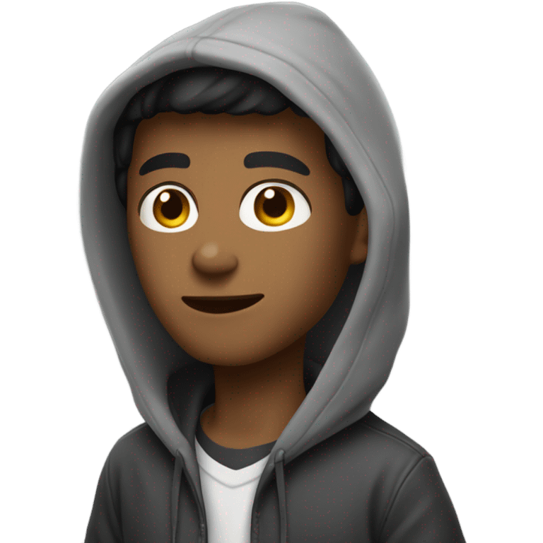 hip young man in hoodie shrugging emoji