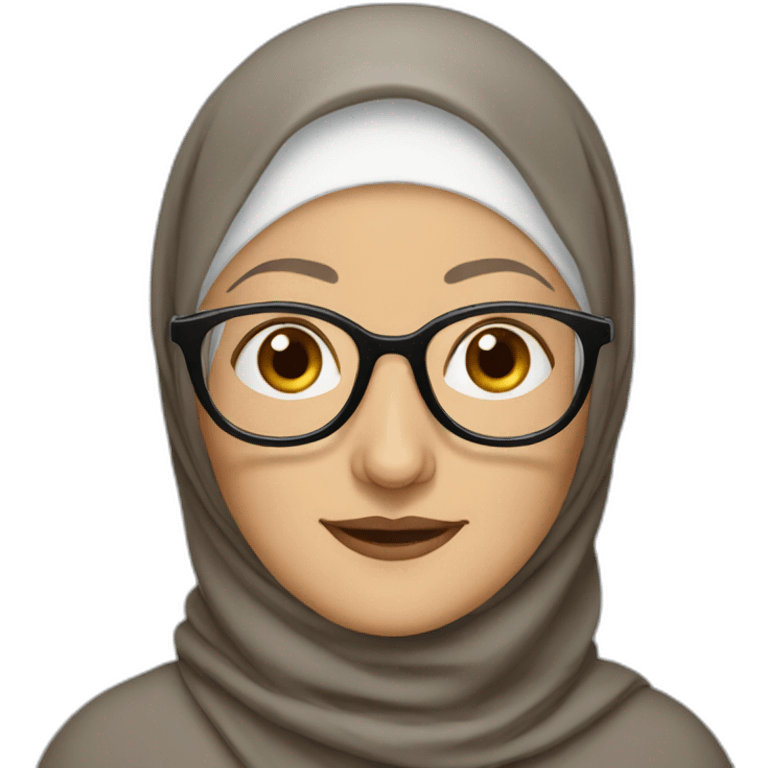 Hijabi old white woman with glasses and brown eyes emoji