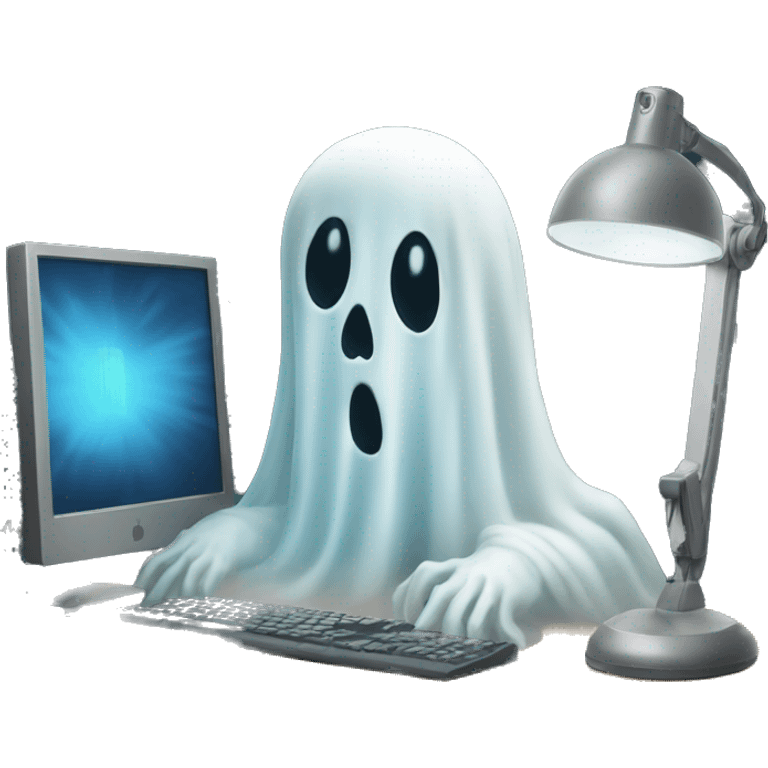 ghost behind its computer desk emoji