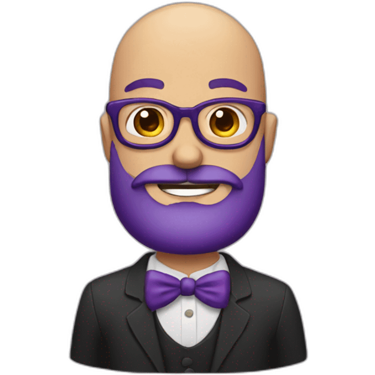 bald man with glasses and a beard with an eggplant in his hand emoji