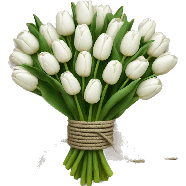 25 white tulips tied with rope emoji