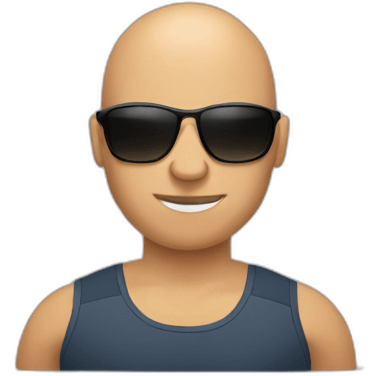 Bald weight lifter with sunglasses emoji