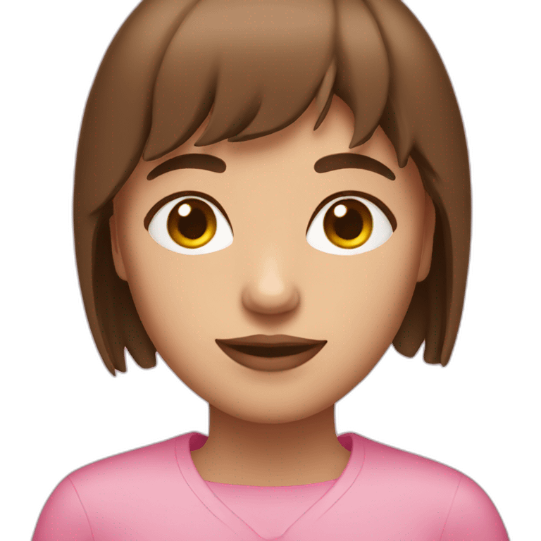 woman with Brown hair and pink fringe emoji