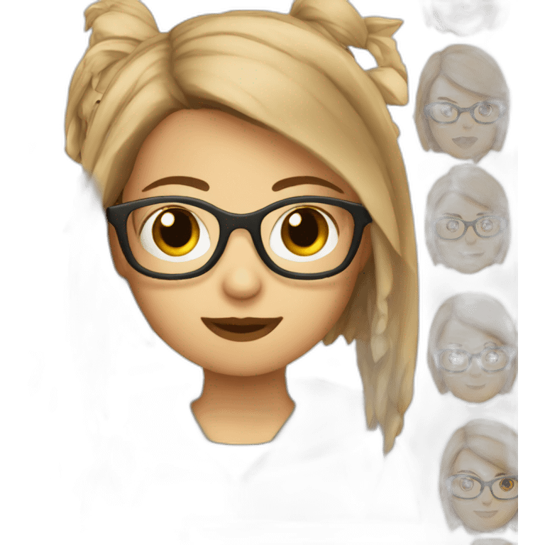 White german Girl with straight short light brown hair and glasses emoji