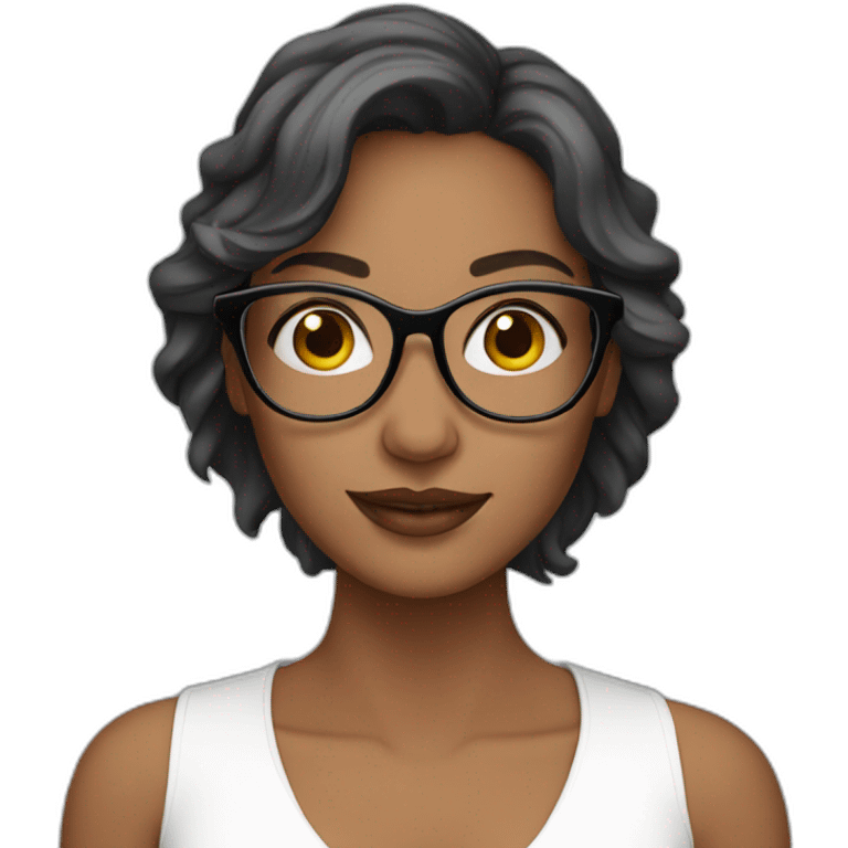 beautiful brunet woman with glasses emoji