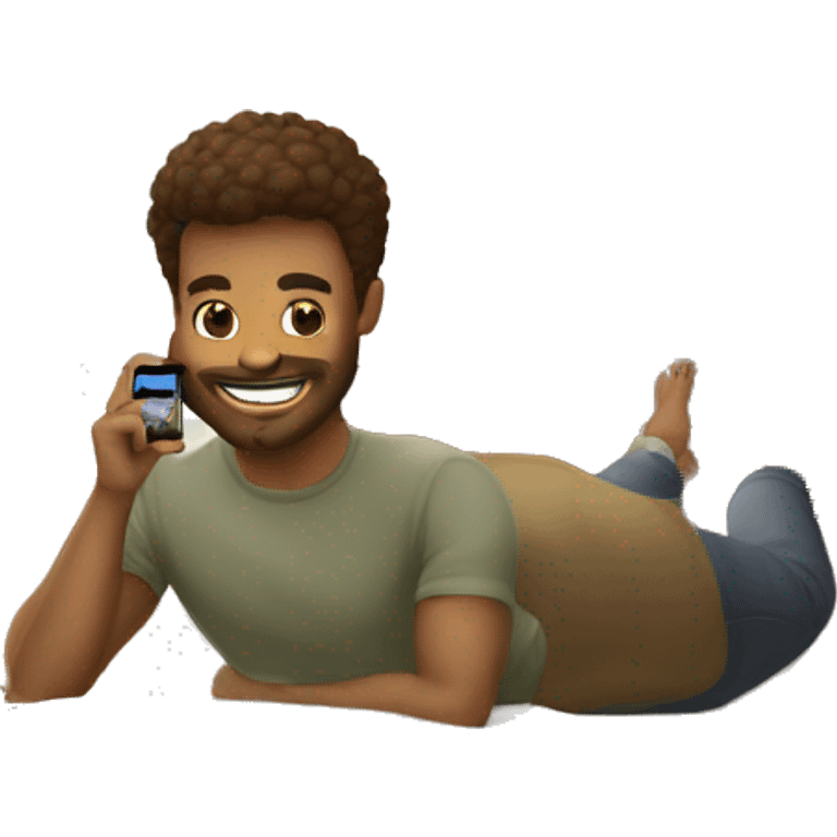 homem com topete segurando um iphone emoji