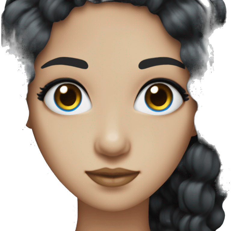 10inch black wig, with brown eyes and blue pupils and stud earrings emoji