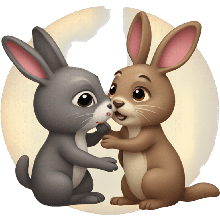 Kissing Rabbit and otter emoji