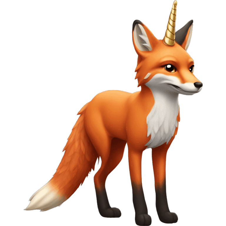 Red fox with unicorn horn and wing emoji