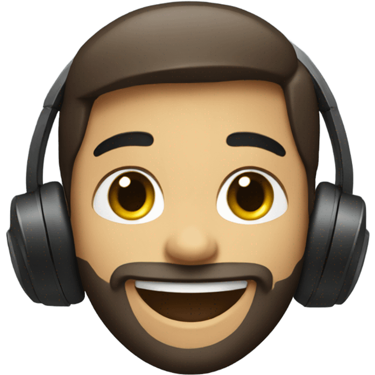 smiling boy portrait with beard with headphones  emoji