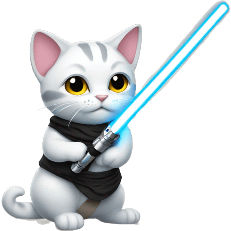 Cat using a lightsaber emoji