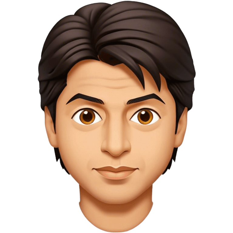 Cinematic Realistic Shah Rukh Khan Pop Culture Emoji, showcasing the charismatic charm of the Bollywood superstar rendered with lifelike detail and captivating lighting. emoji