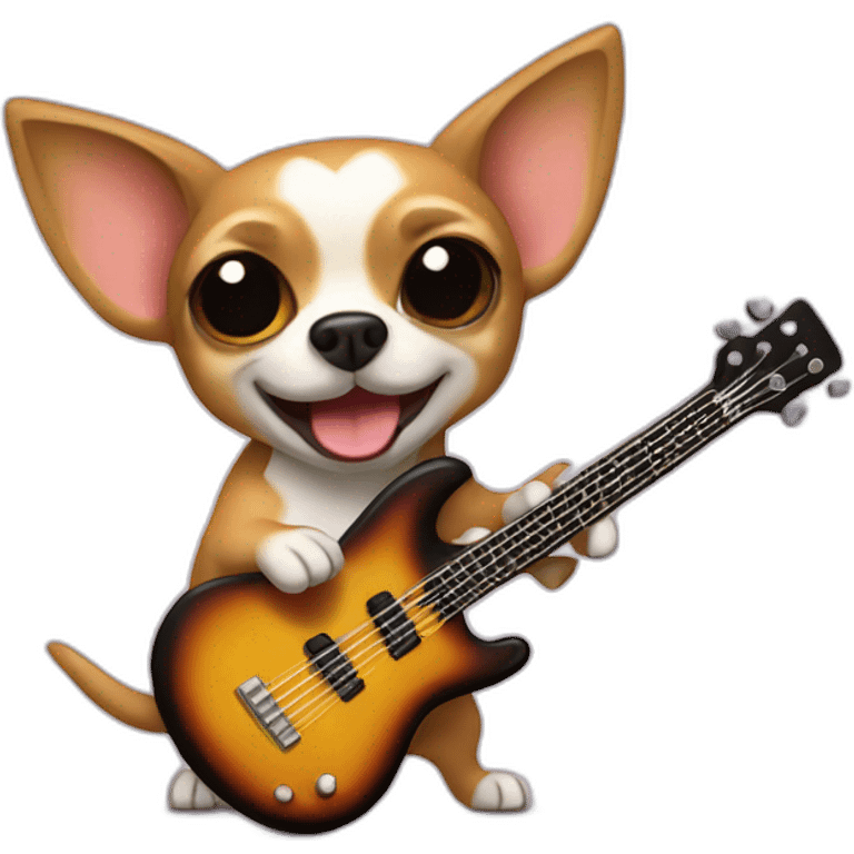 Chihuahua playing basse guitar emoji