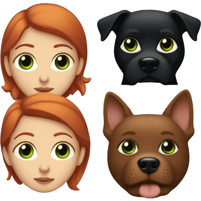 “Red-haired woman with green eyes and a black dog” emoji