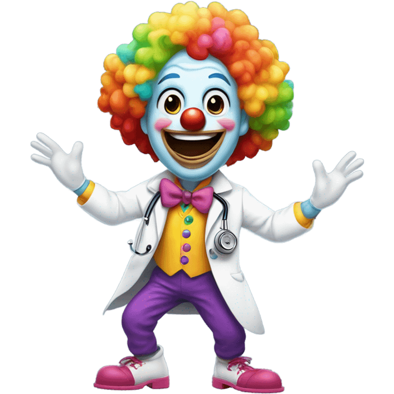 Funny doctor clown dancing emoji