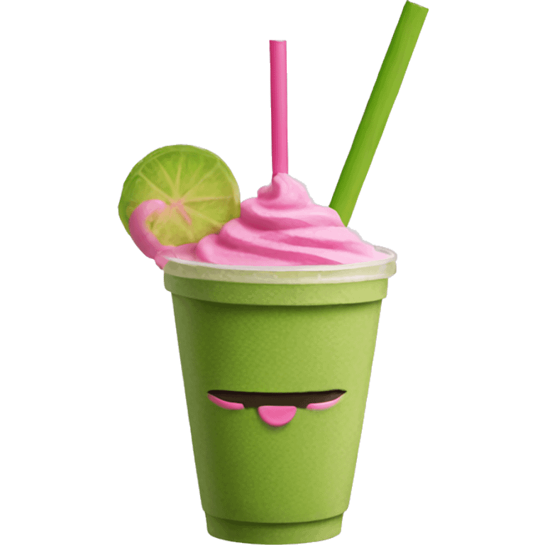 Matcha with pink straw  emoji