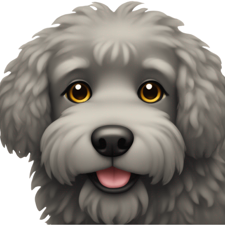 Black fluffy dog with big nose  emoji